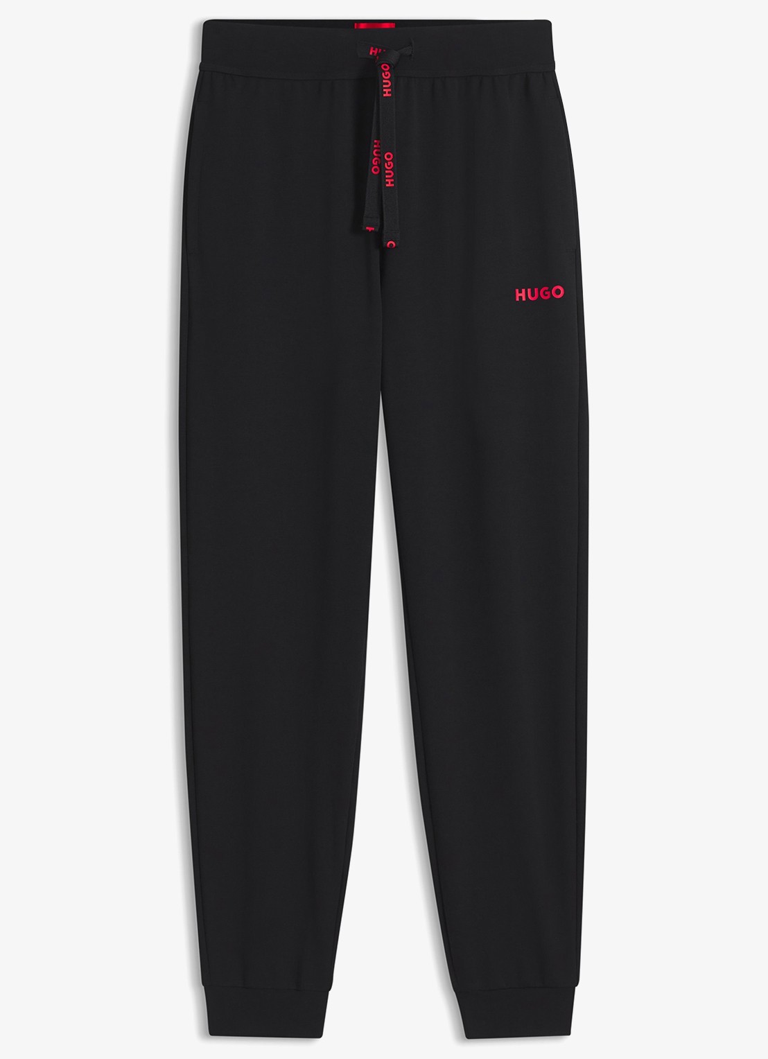 HUGO High waist tapered fit joggingbroek met logo - voorkant 3 zwart