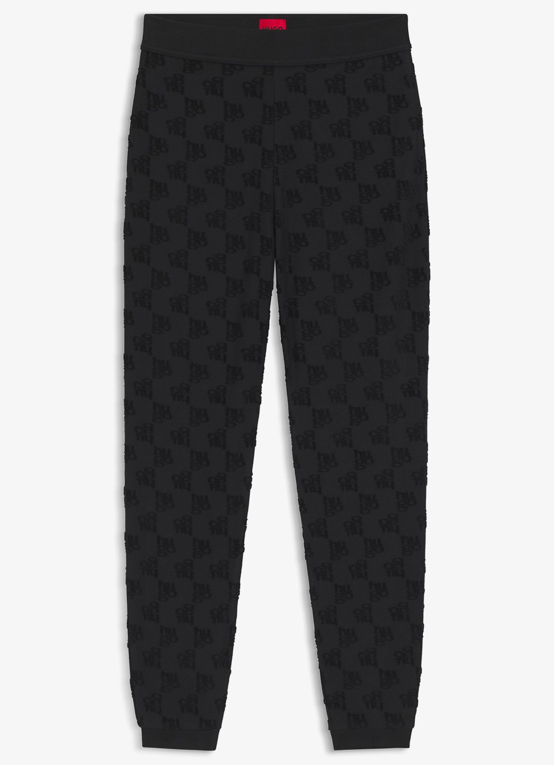 HUGO High waist tapered fit joggingbroek met logoborduring - voorkant 4 black-001 / zwart