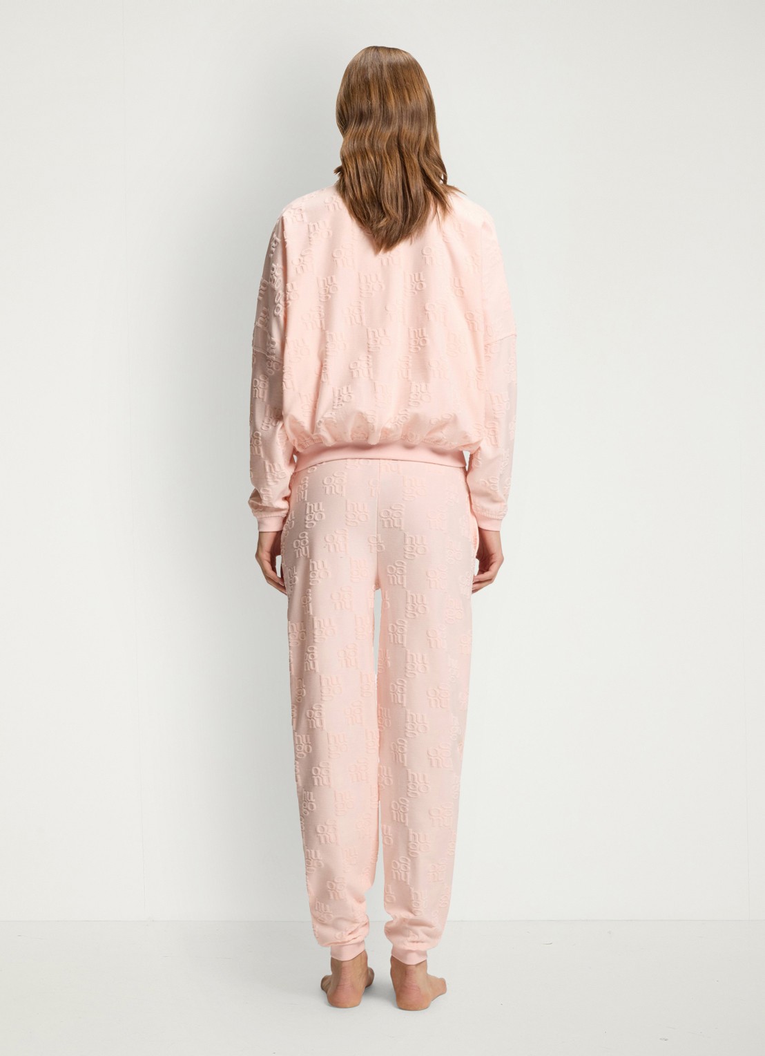 HUGO High waist tapered fit joggingbroek met logoborduring - achterkant light /pastel pink-688 / roze