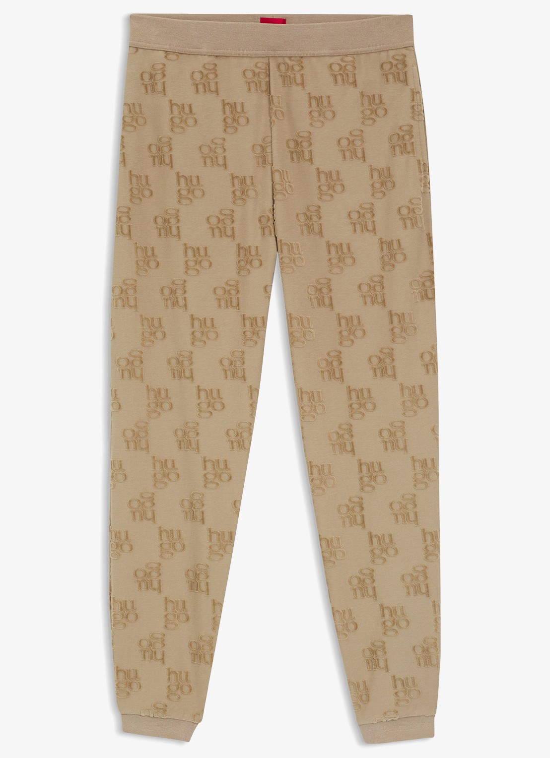 HUGO High waist tapered fit joggingbroek met logoborduring - voorkant 4 light /pastel brown-232 / bruin