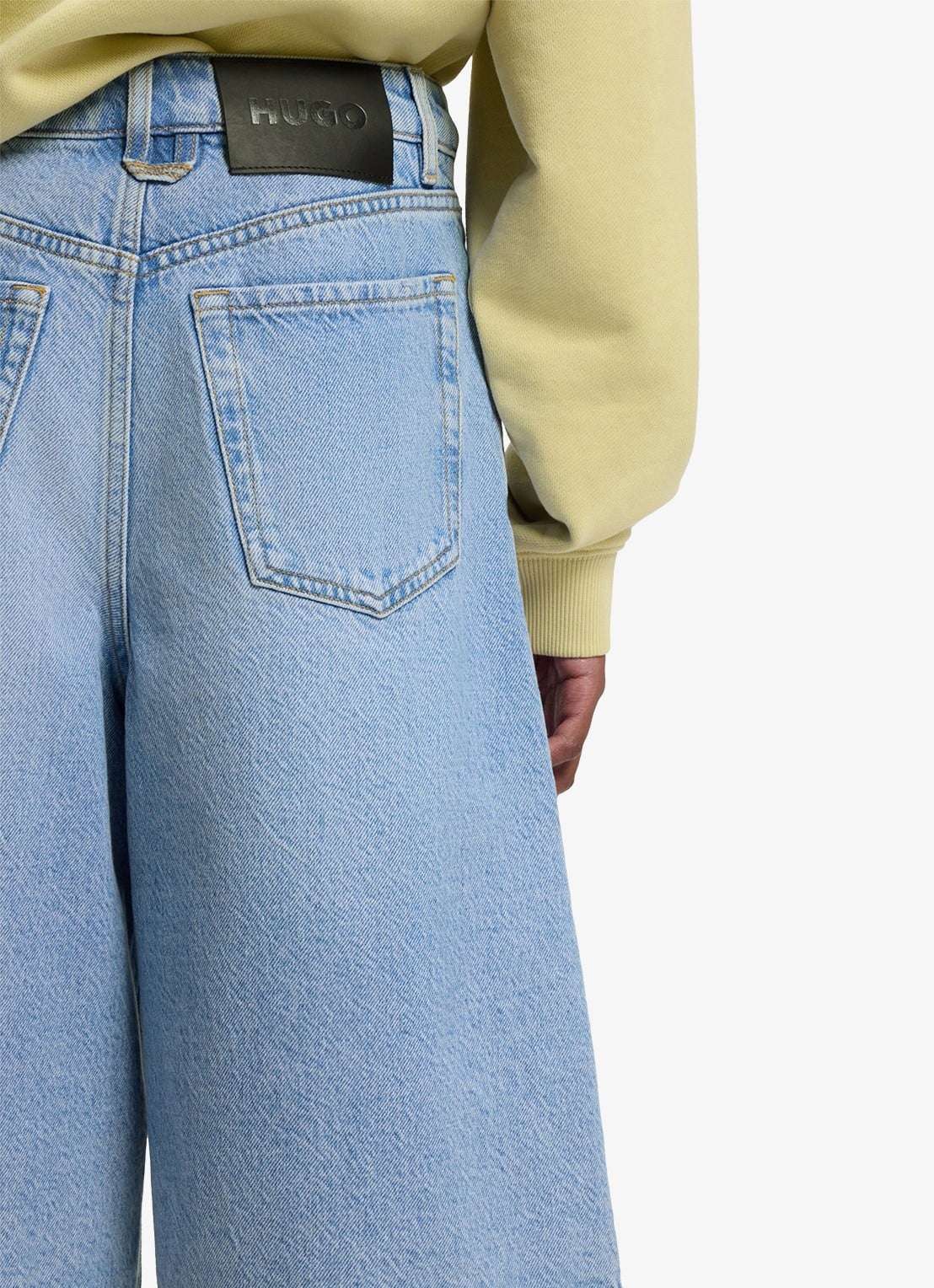 HUGO High waist wide fit korte broek van denim - detail 5 denim