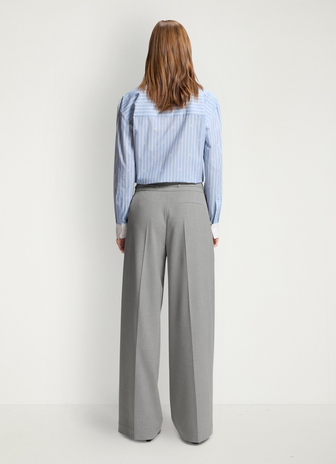 HUGO High waist wide fit pantalon met gemêleerd dessin - achterkant grijs