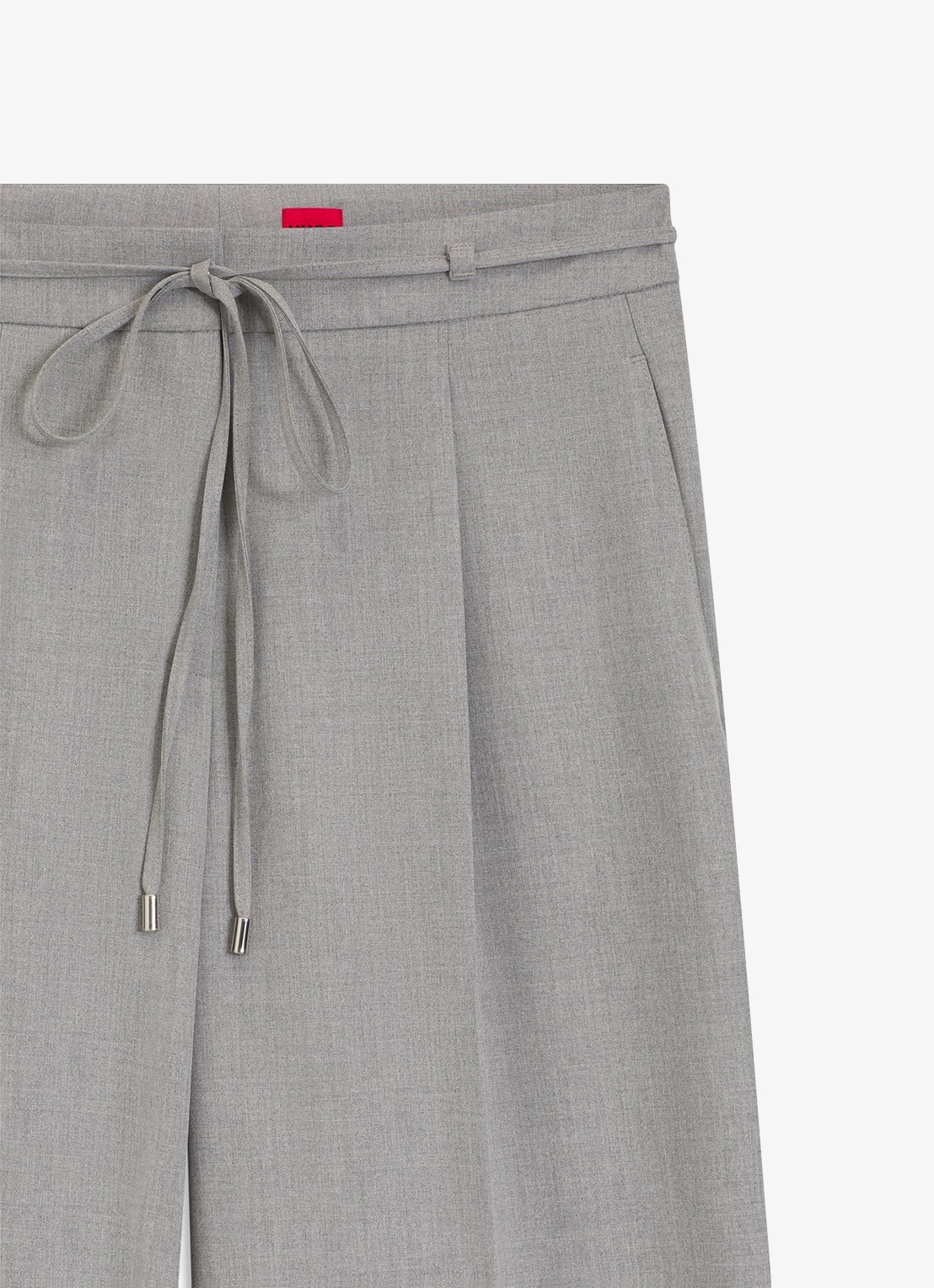 HUGO High waist wide fit pantalon met gemêleerd dessin - detail 6 grijs