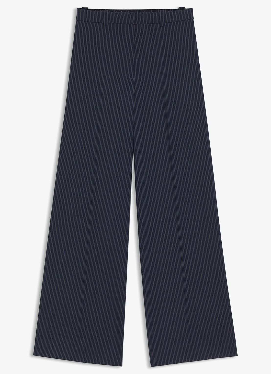 HUGO High waist wide fit pantalon met krijtstreep - voorkant donkerblauw