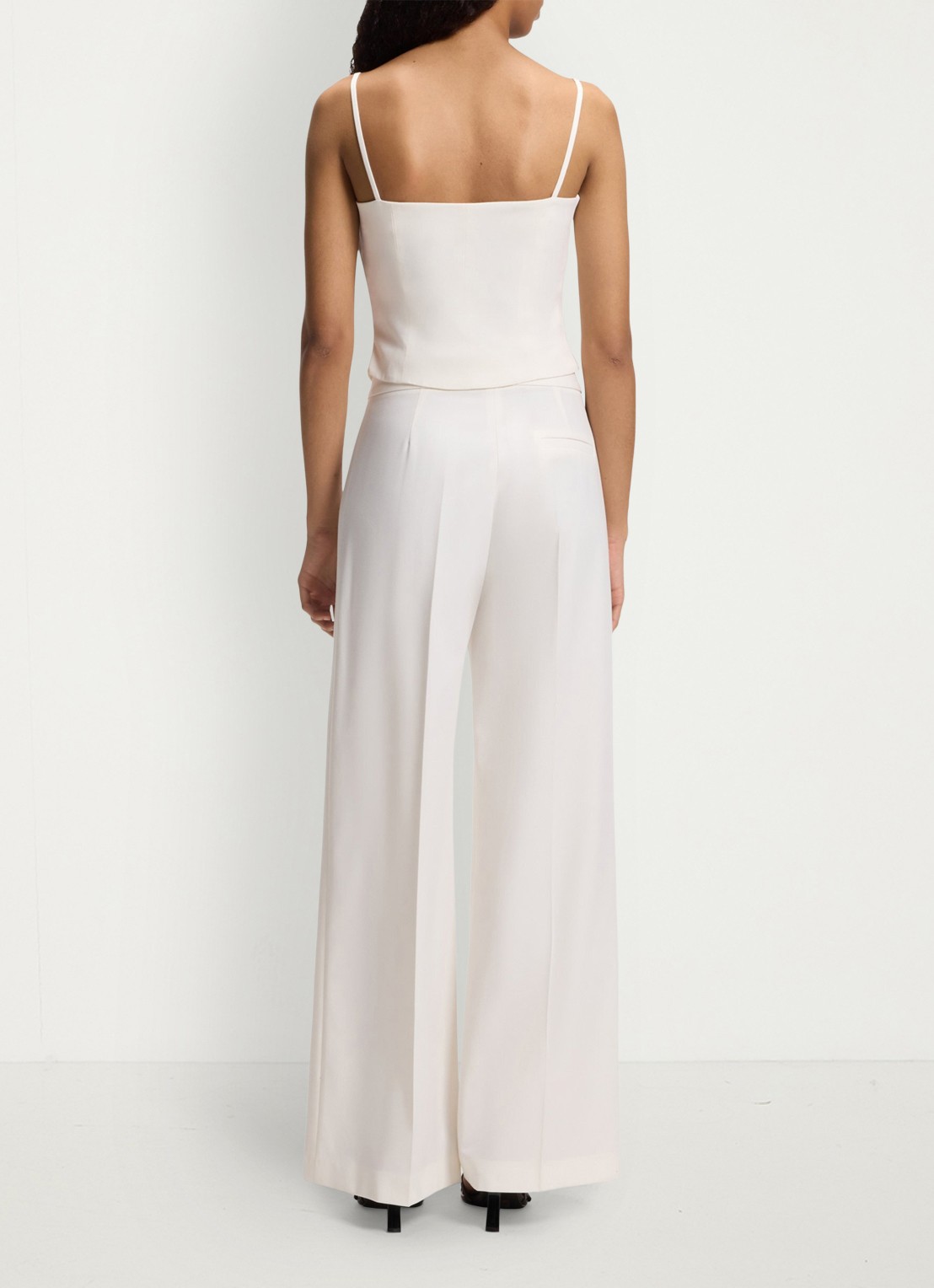 HUGO High waist wide fit pantalon met paspelzak - achterkant open white-115 / wit
