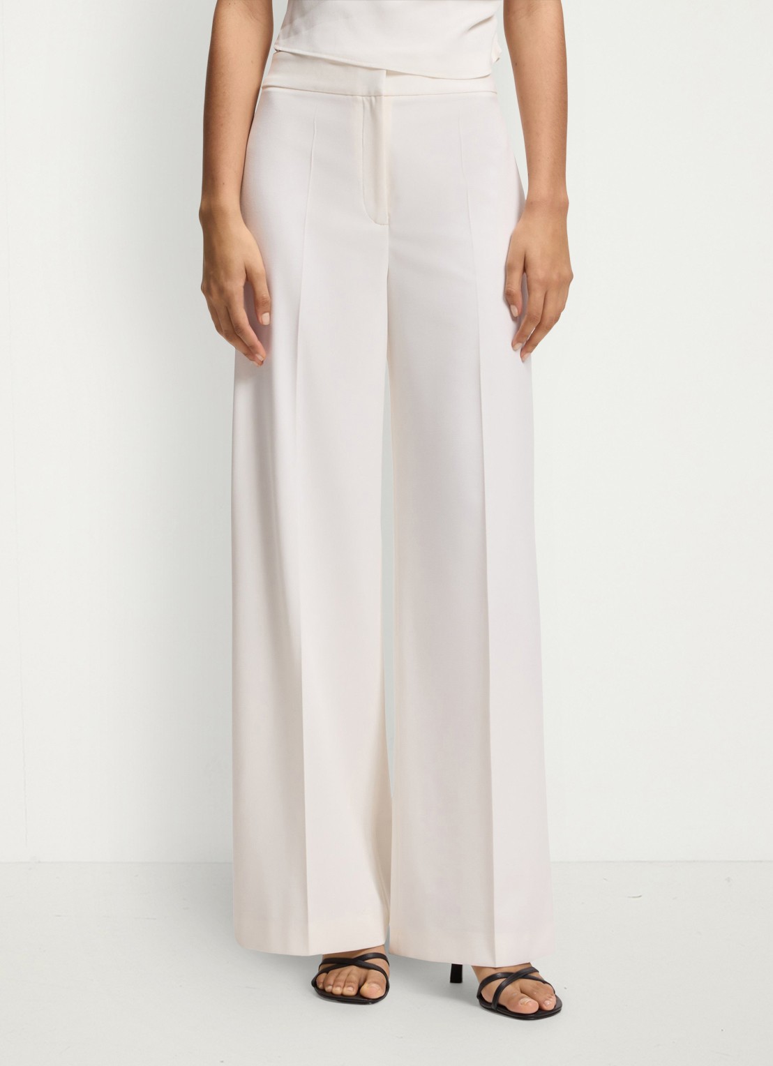 HUGO High waist wide fit pantalon met paspelzak - detail 2 open white-115 / wit
