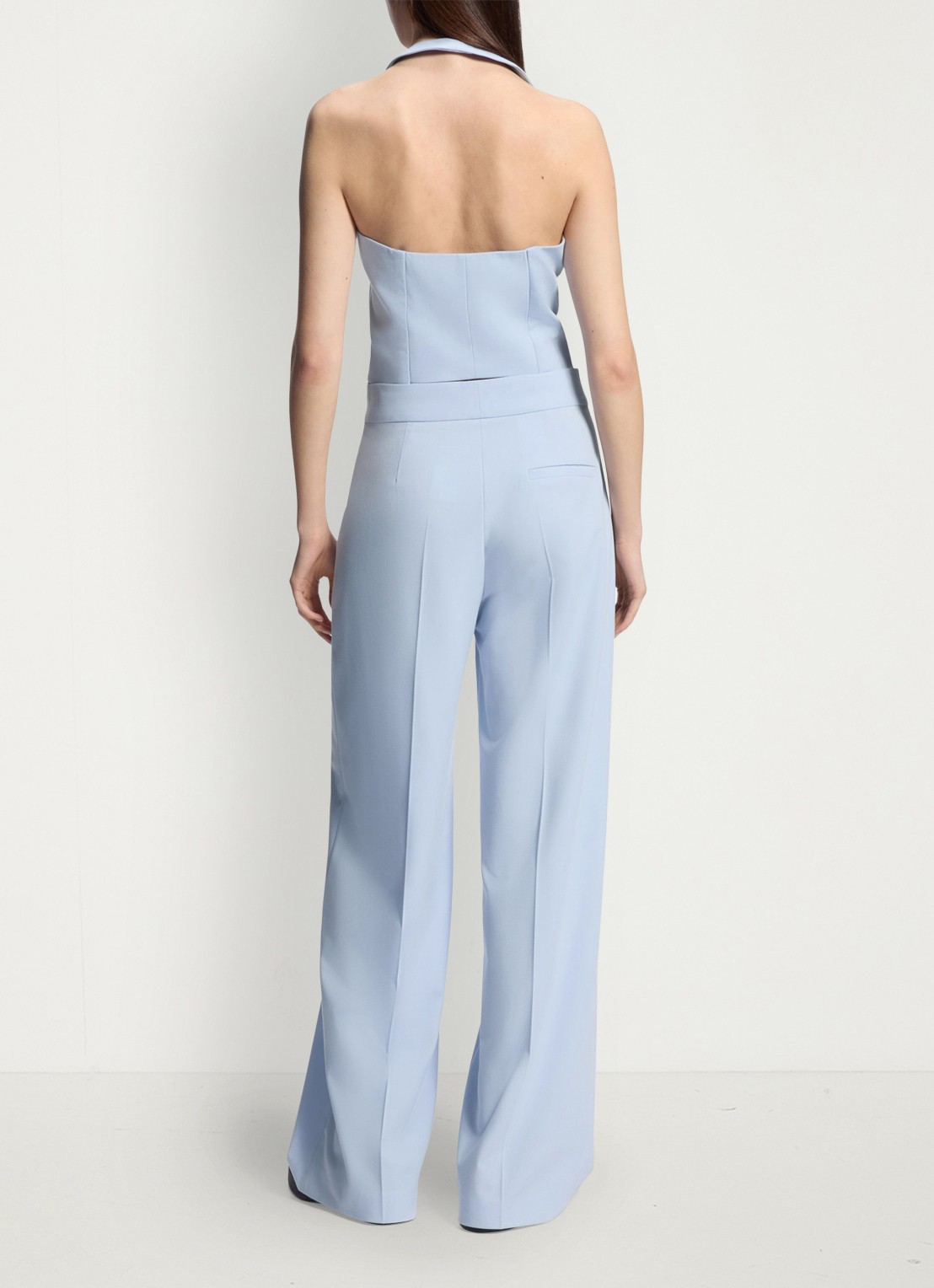 HUGO High waist wide fit pantalon met paspelzak - achterkant 6 open blue-476 / blauw
