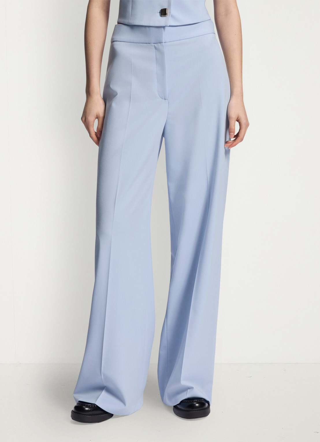 HUGO High waist wide fit pantalon met paspelzak - detail 3 open blue-476 / blauw