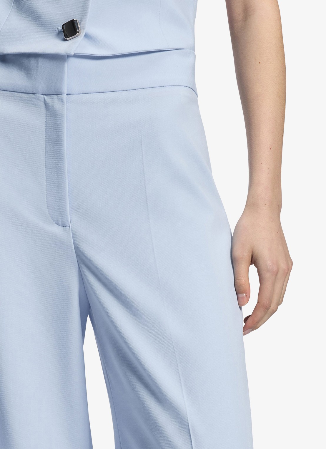 HUGO High waist wide fit pantalon met paspelzak - detail 4 open blue-476 / blauw