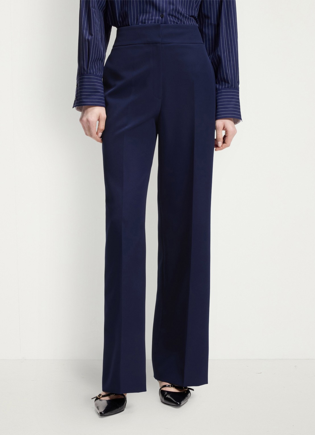HUGO High waist wide fit pantalon met steekzakken - detail 4 donkerblauw