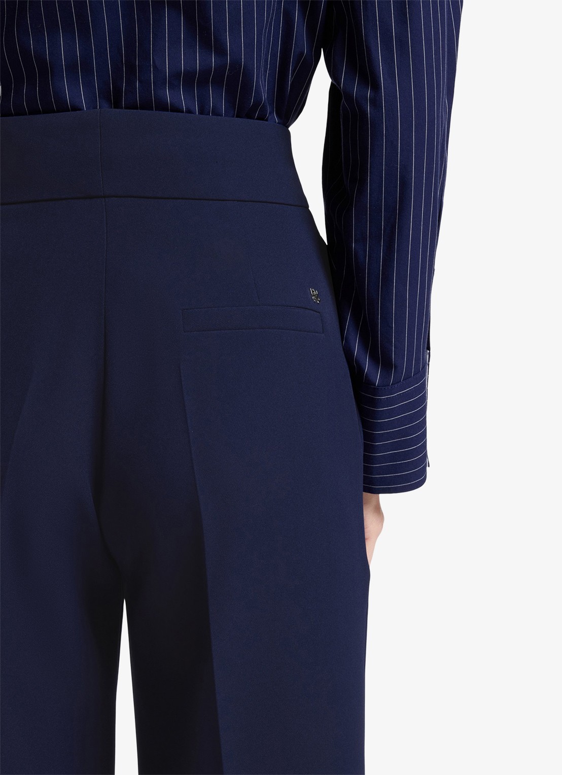 HUGO High waist wide fit pantalon met steekzakken - detail 5 donkerblauw