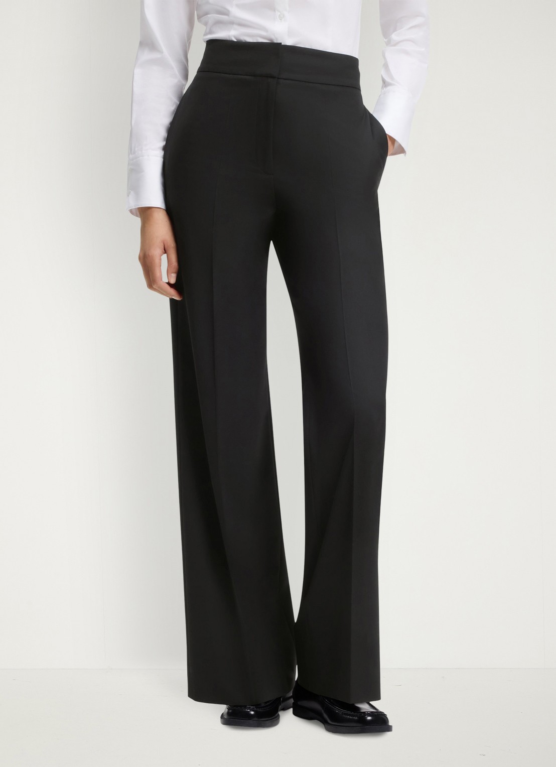 HUGO High waist wide fit pantalon met steekzakken - detail zwart