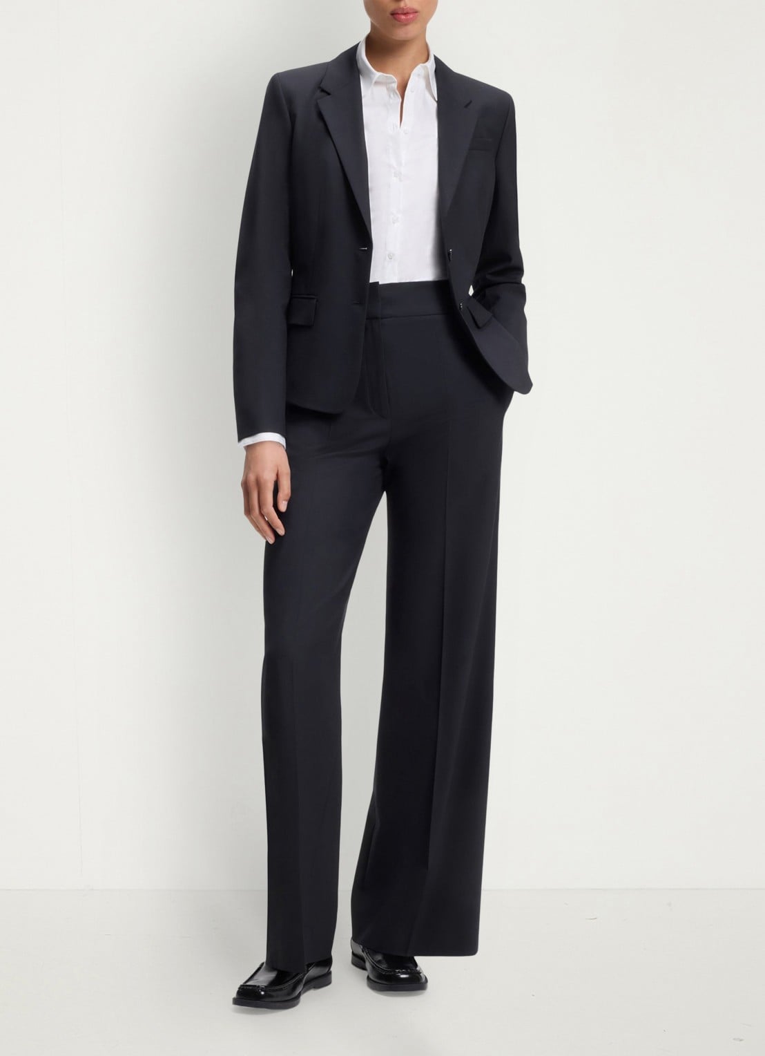 HUGO High waist wide fit pantalon met steekzakken - voorkant 6 blauw