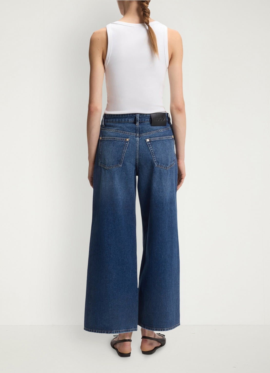 HUGO High waist wide leg jeans met steekzakken - achterkant indigo