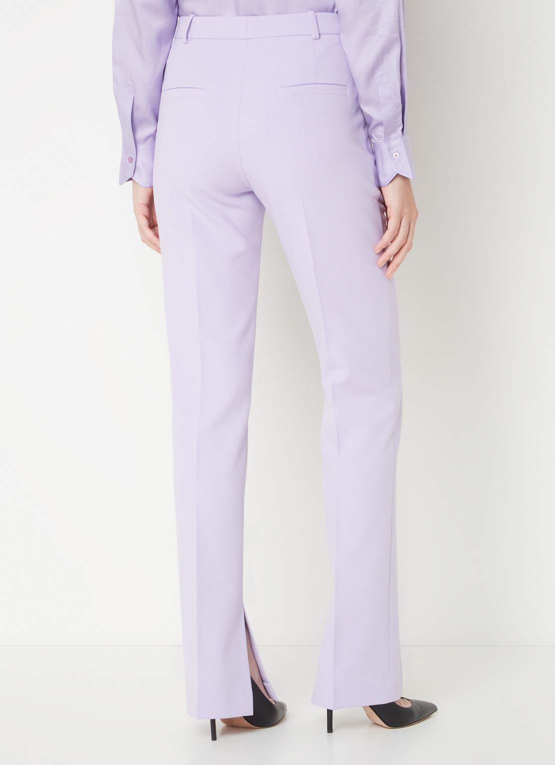 HUGO Hinovi high waist bootcut fit pantalon met steekzakken - achterkant lila