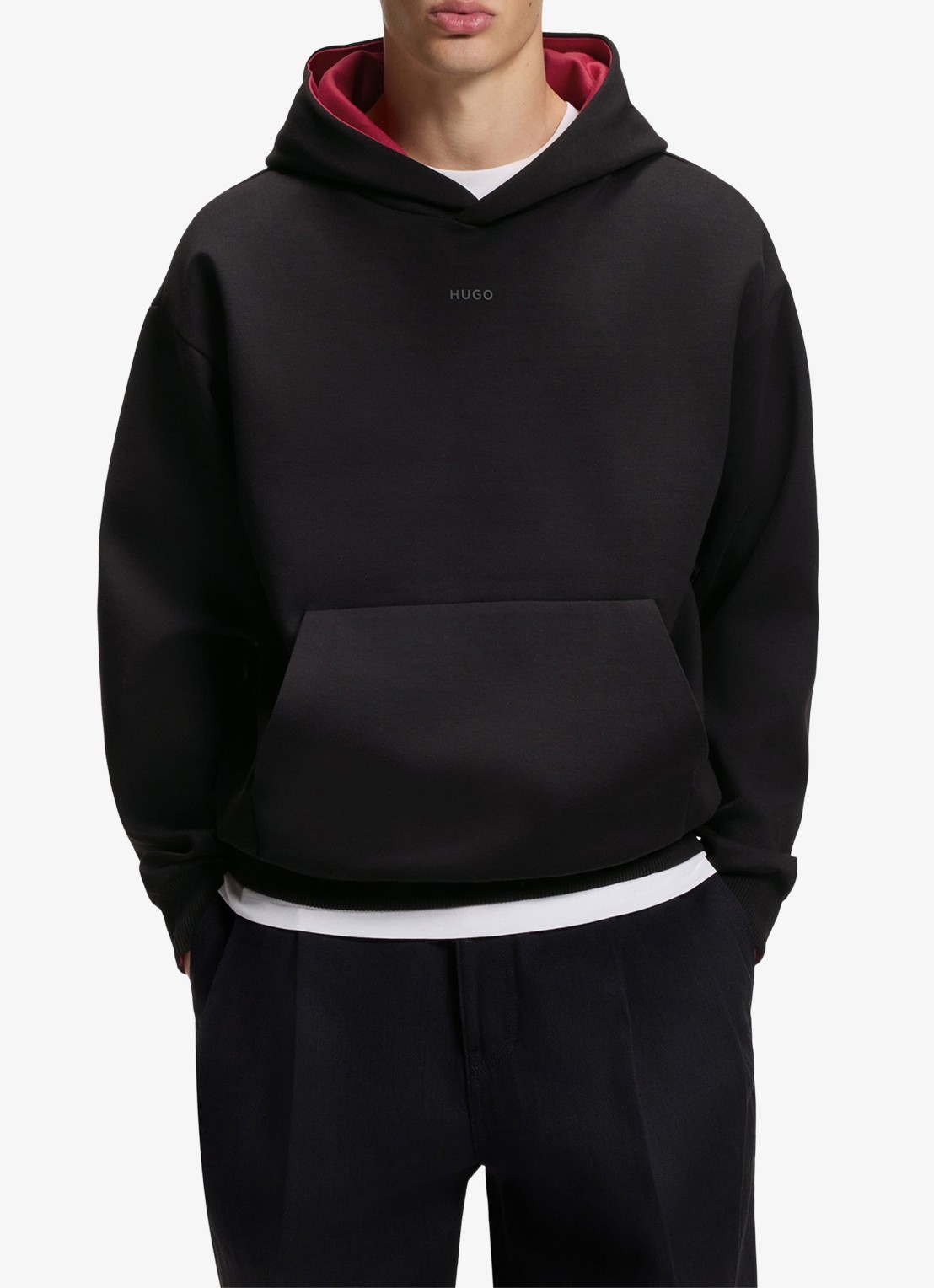 HUGO Hoodie met capuchon en logo - detail 4 black-001