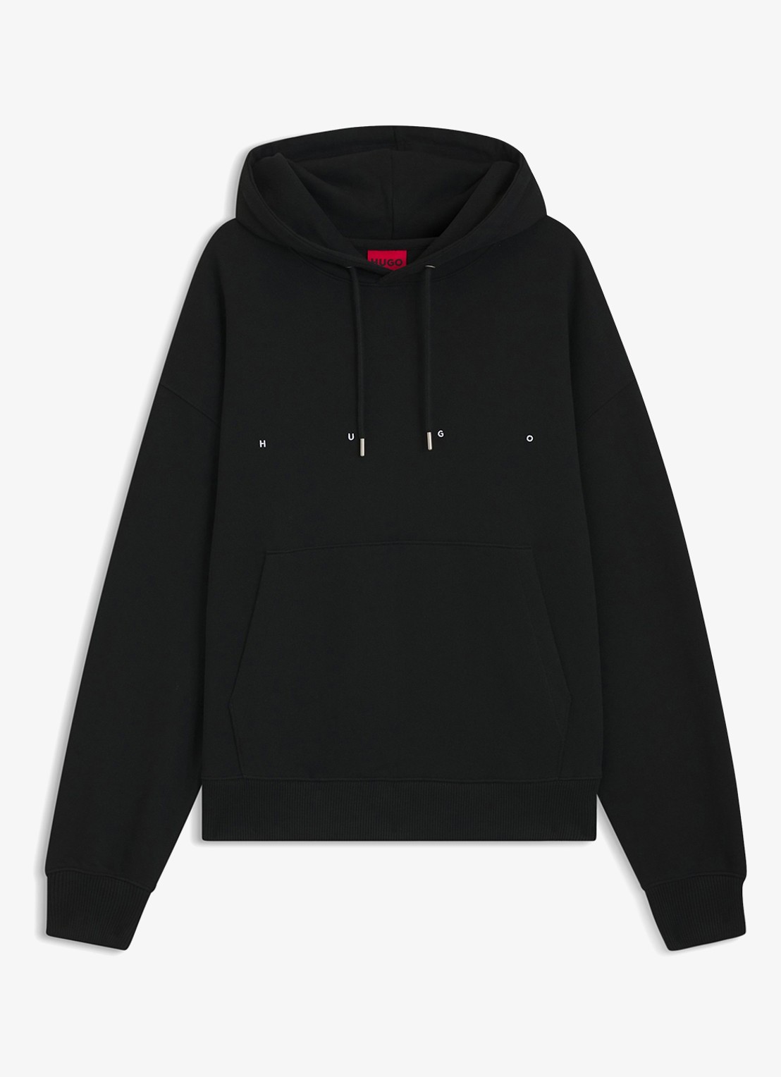 HUGO Hoodie met logo- en backprint - voorkant 4 zwart