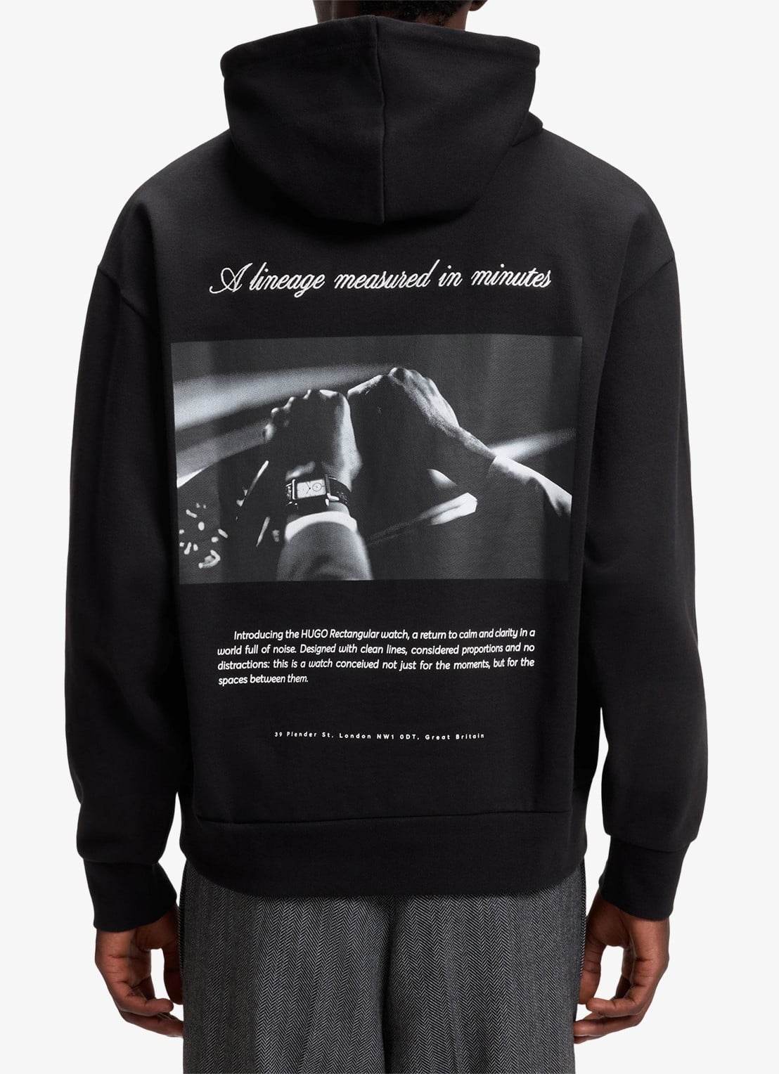 HUGO Hoodie met logo- en backprint  - detail 2 zwart