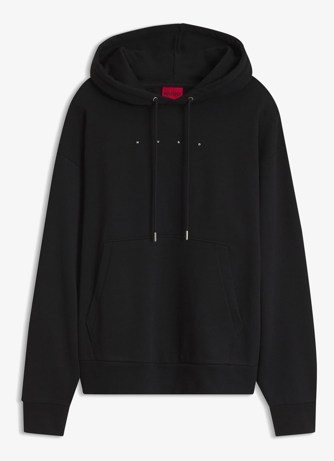 HUGO Hoodie met logo- en backprint  - voorkant 4 zwart