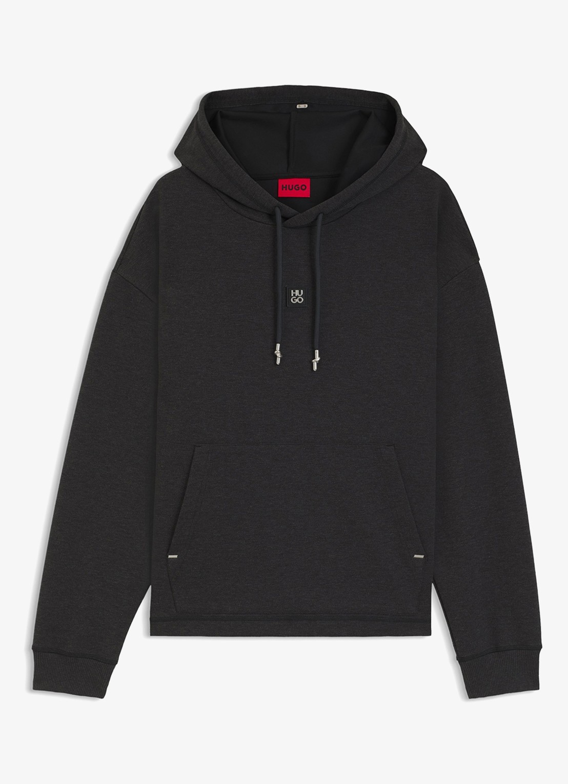 HUGO Hoodie met logo - voorkant 2 donkergrijs