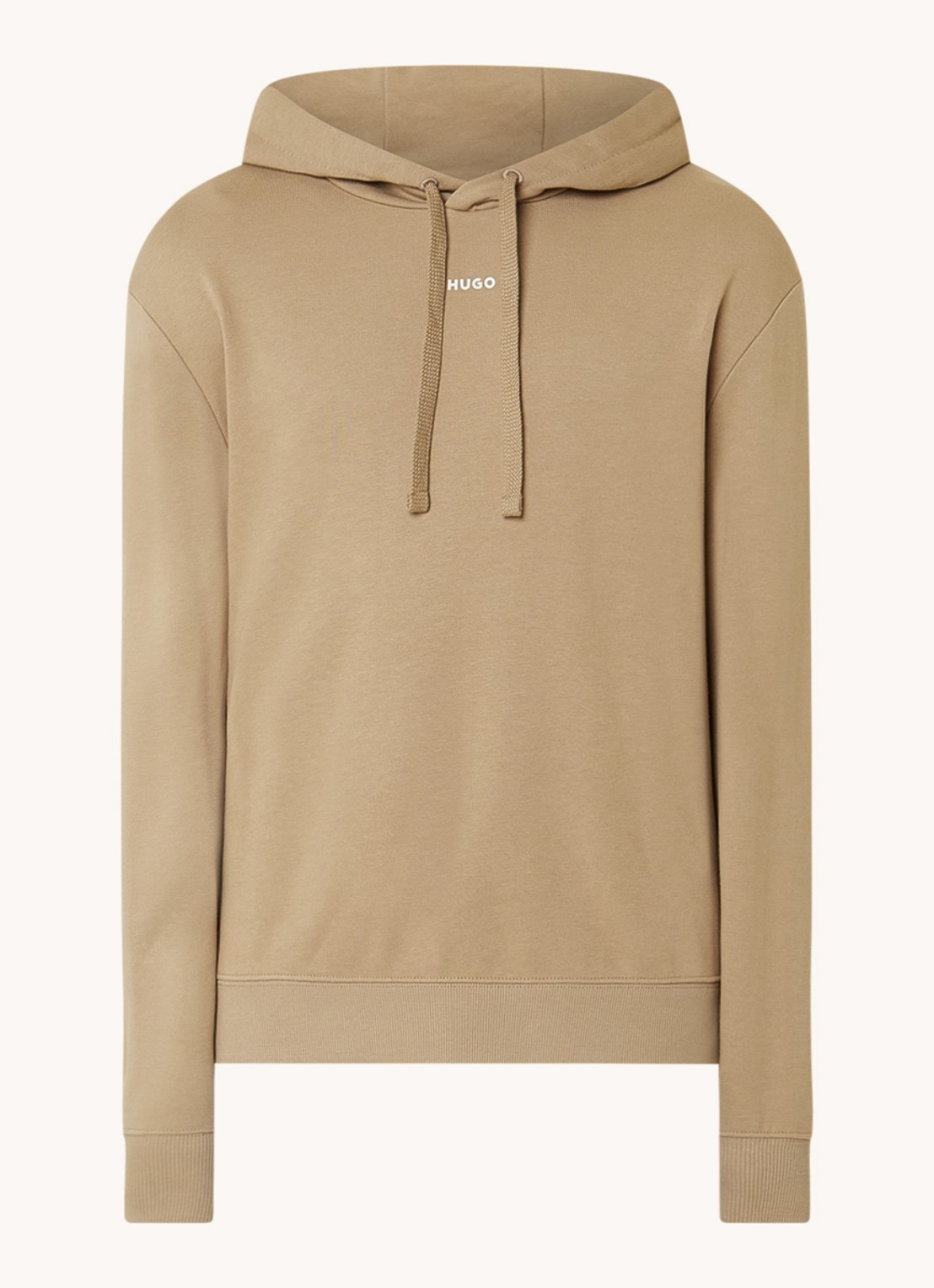 HUGO Hoodie van katoenen sweatstof met logoprint - voorkant medium brown-212 / bruin