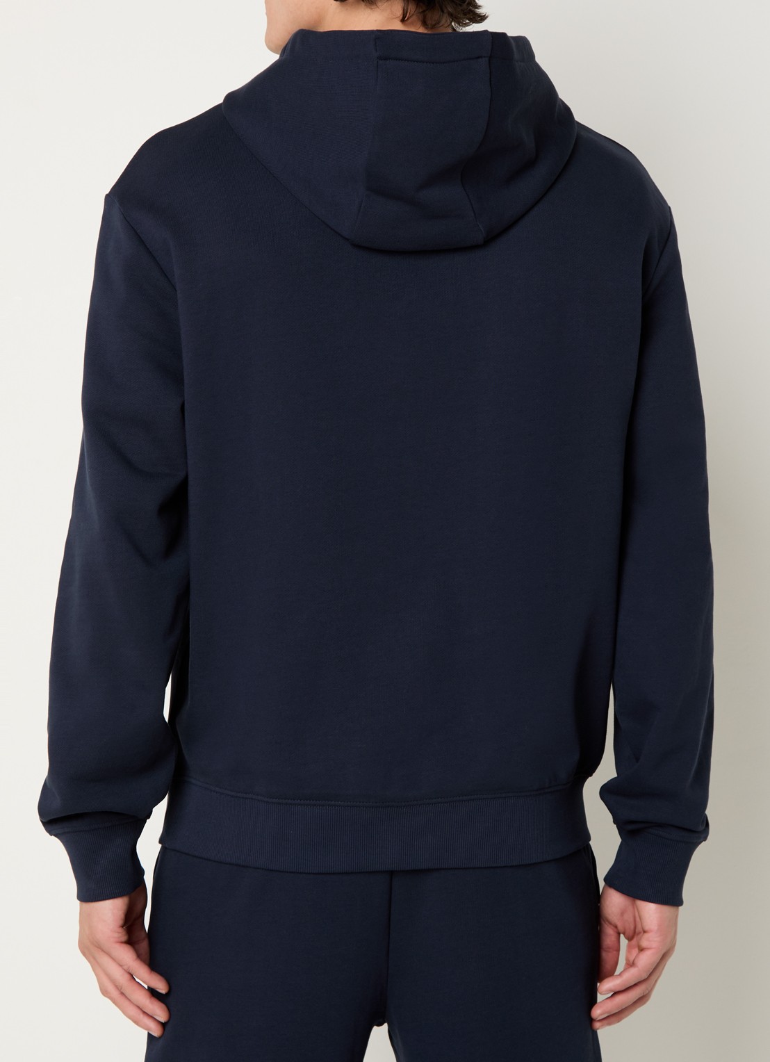HUGO Hoodie van katoenen sweatstof met logoprint - achterkant 5 dark blue-405 / blauw