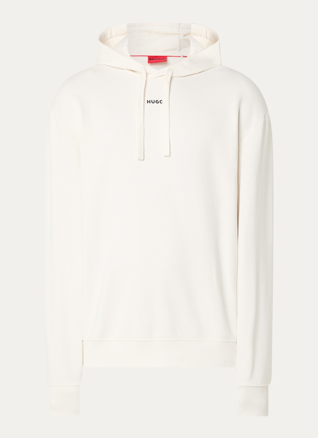 HUGO Hoodie van katoenen sweatstof met logoprint - voorkant 3 open white-121 / wit