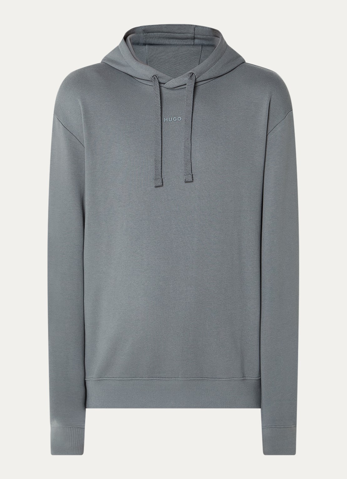HUGO Hoodie van katoenen sweatstof met logoprint - voorkant 3 open grey-086 / grijs