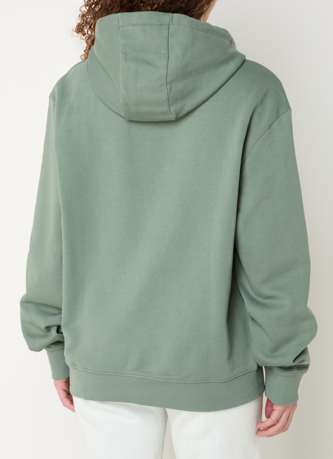 HUGO Hoodie van katoenen sweatstof met logoprint - achterkant open green-343 / groen