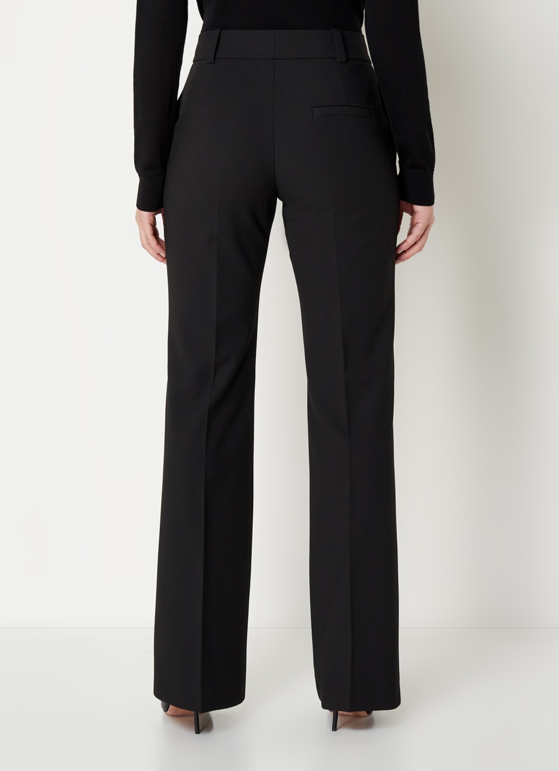 HUGO Hovani mid waist bootcut fit pantalon met persplooi - achterkant zwart