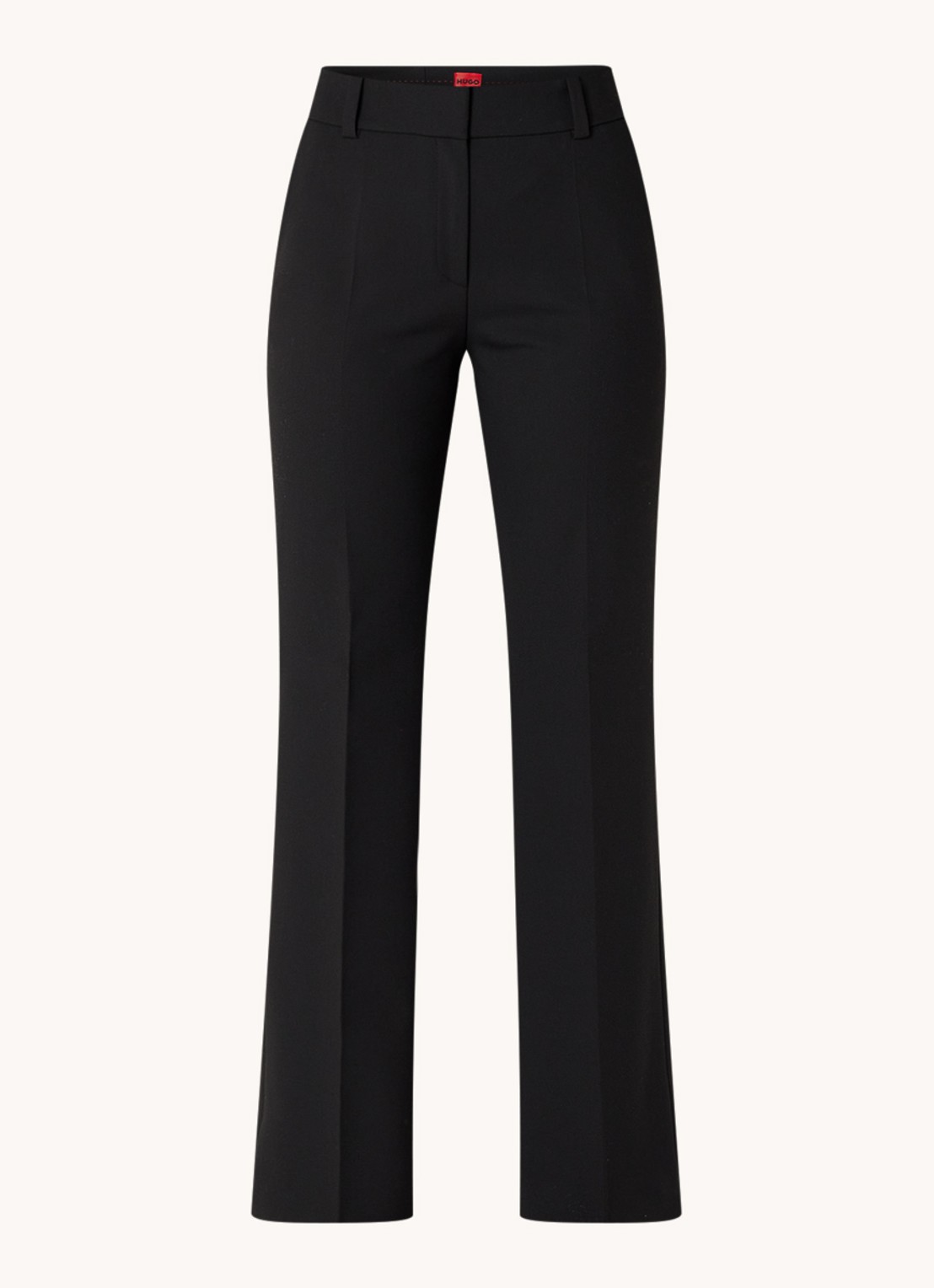 HUGO Hovani mid waist bootcut fit pantalon met persplooi - voorkant 2 zwart