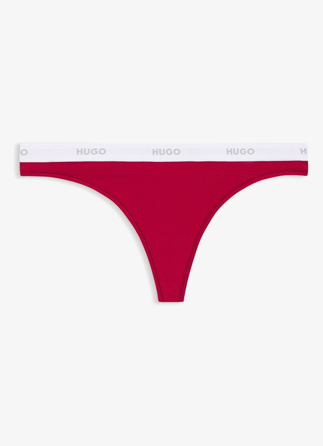 HUGO HUGO ID THONG String met logotailleband van stretchkatoen - voorkant rood