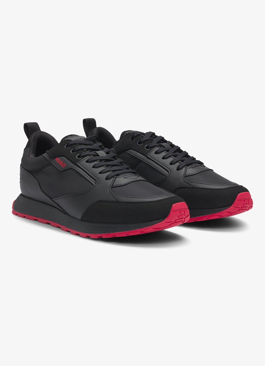 HUGO Icelin Runn sneaker met suède details - detail 3 zwart