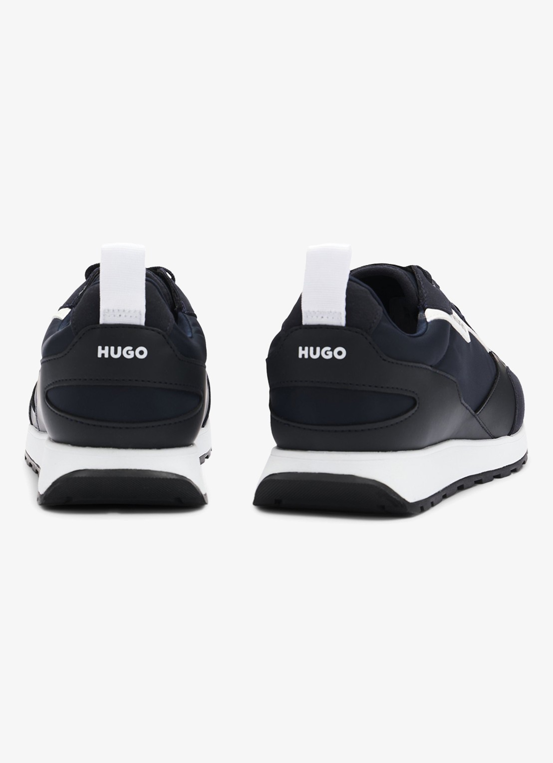 HUGO Icelin Runn sneaker met suède details - achterkant 4 donkerblauw
