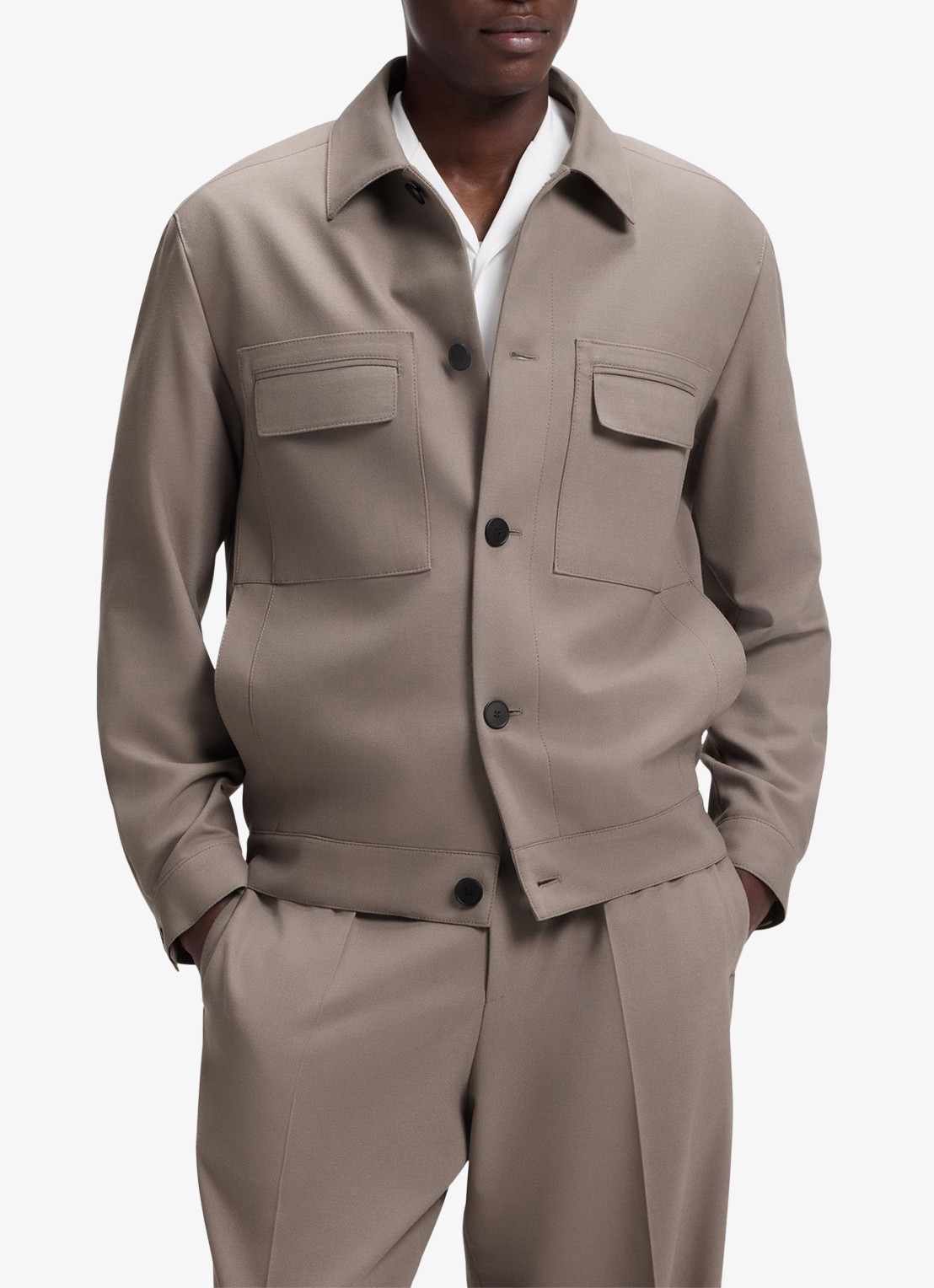 HUGO Jack met borstzakken - detail 4 beige
