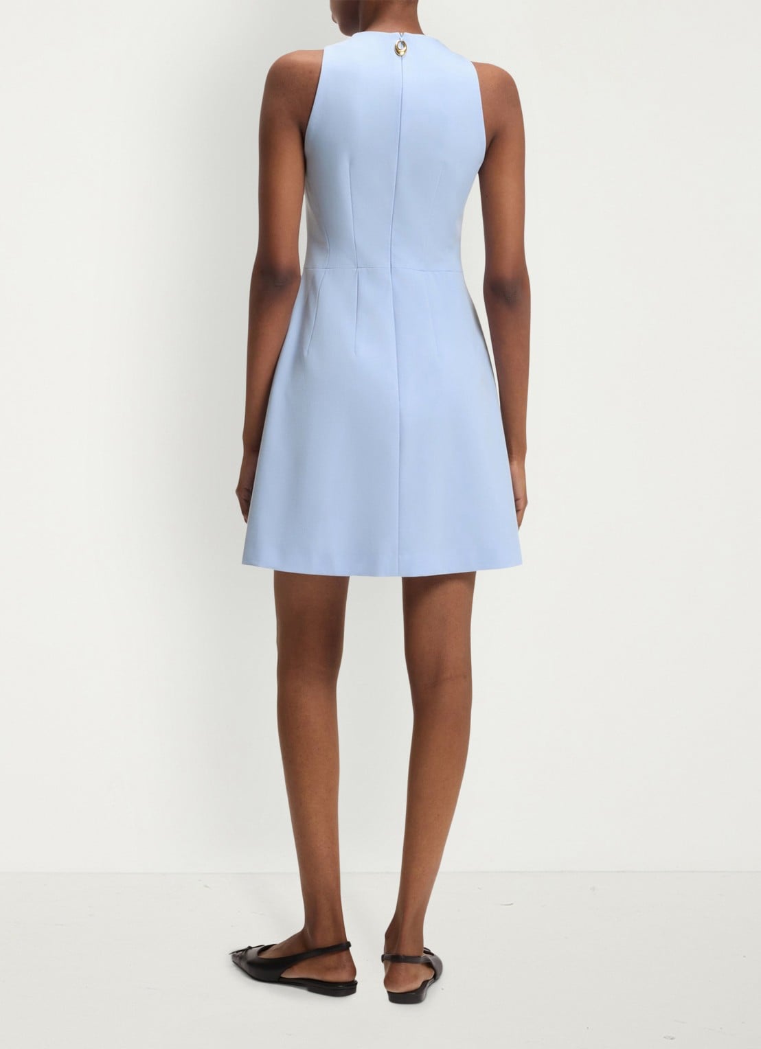 HUGO Kelila mini jurk met V-hals - achterkant 4 open blue-476 / blauw