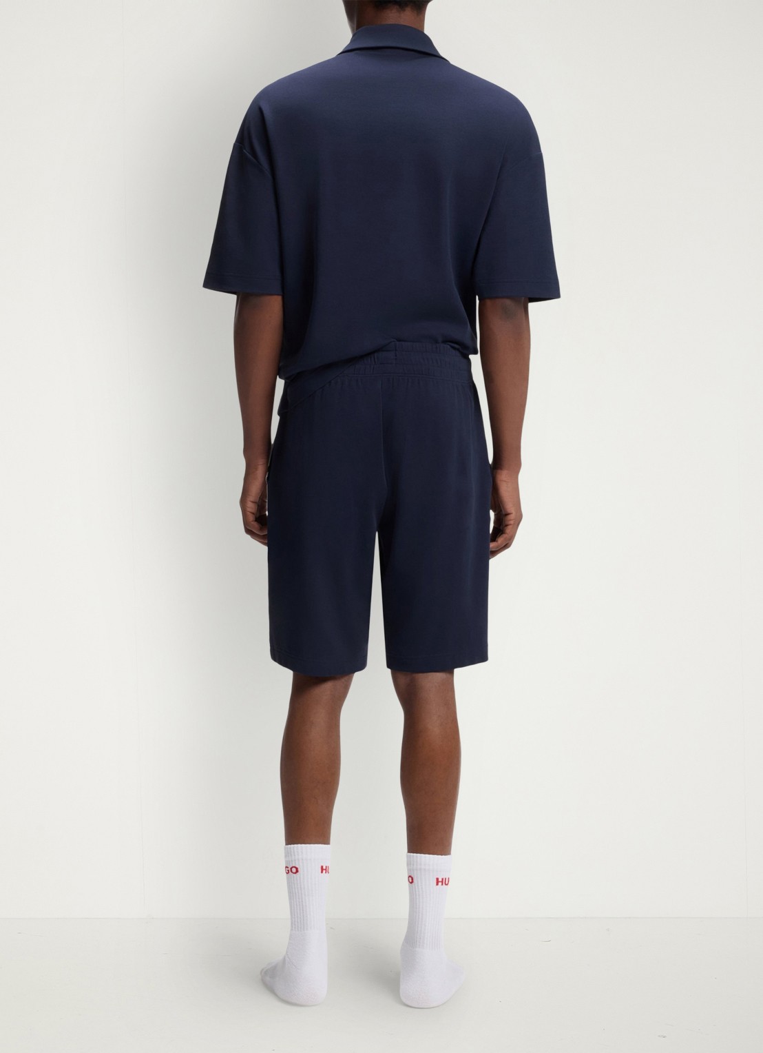 HUGO Korte broek met gestreept detail - achterkant 5 donkerblauw