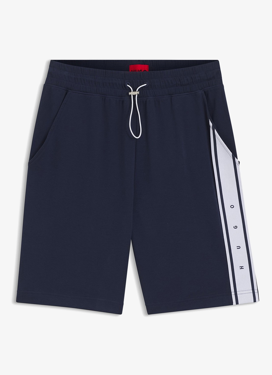 HUGO Korte broek met gestreept detail - voorkant donkerblauw