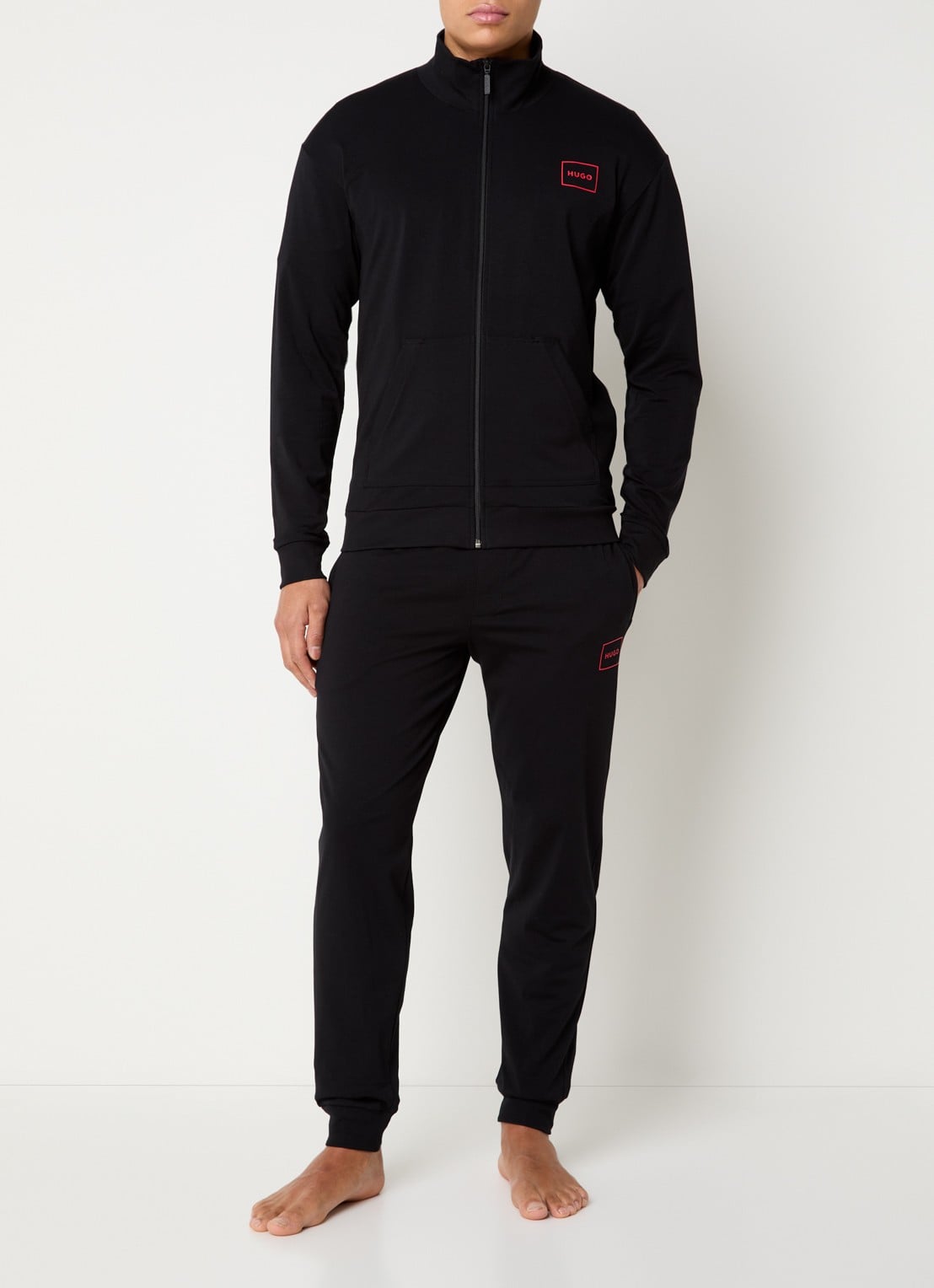 HUGO Laze sweatvest met logo - voorkant 2 zwart