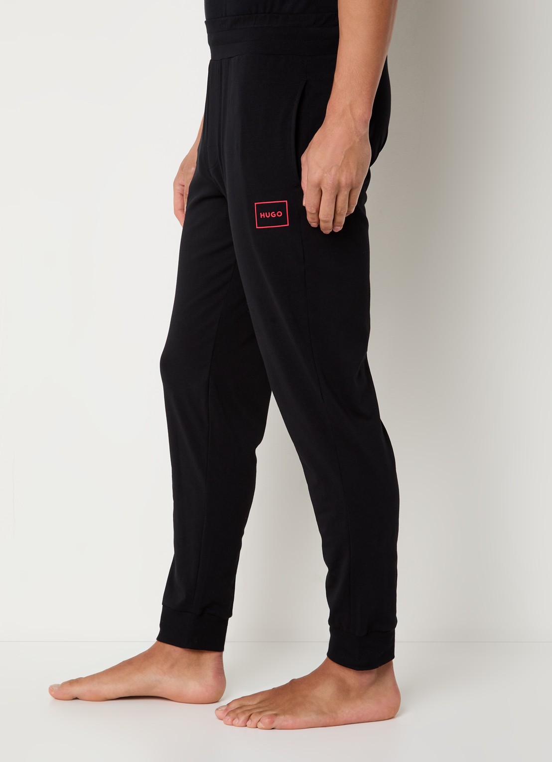 HUGO Laze tapered fit loungebroek met logo - detail 6 zwart
