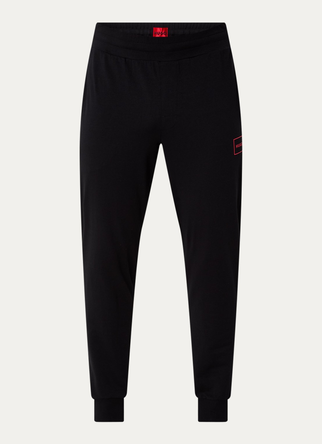 HUGO Laze tapered fit loungebroek met logo - voorkant 9 zwart