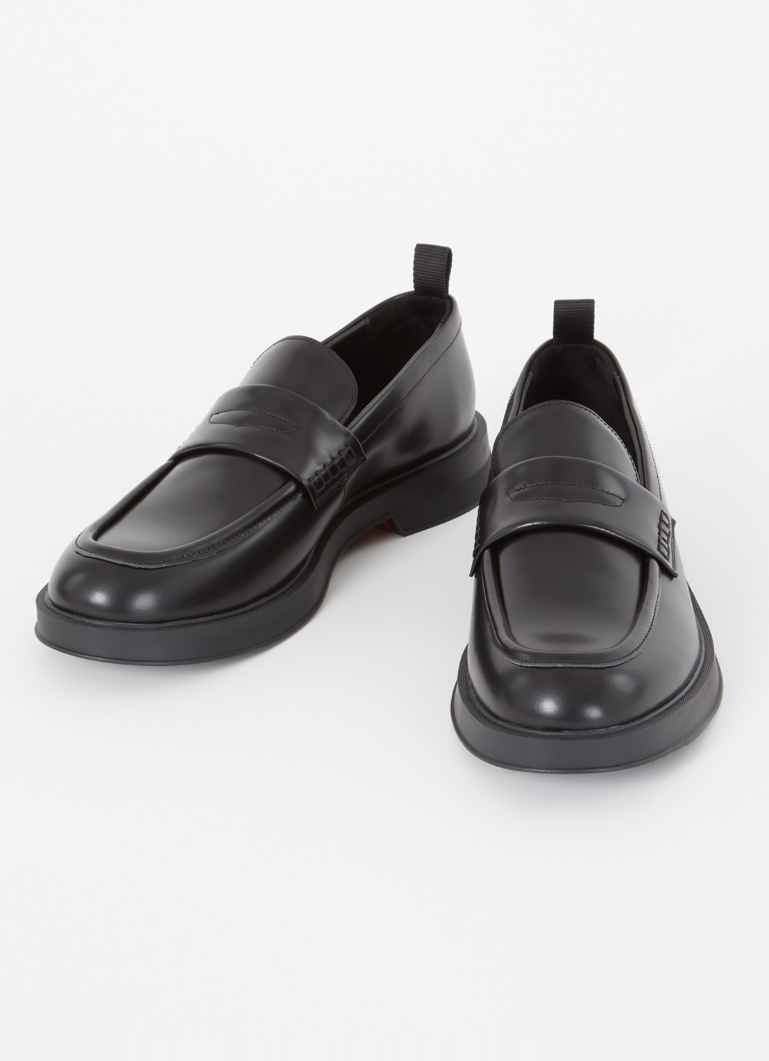 HUGO Lenner loafer van leer - detail zwart
