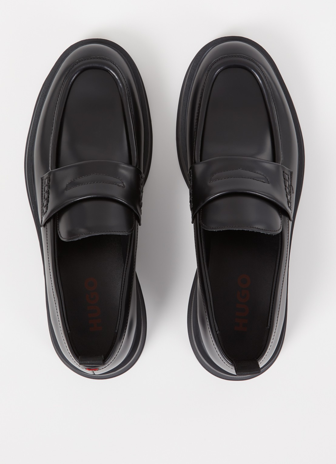 HUGO Lenner loafer van leer - detail 2 zwart