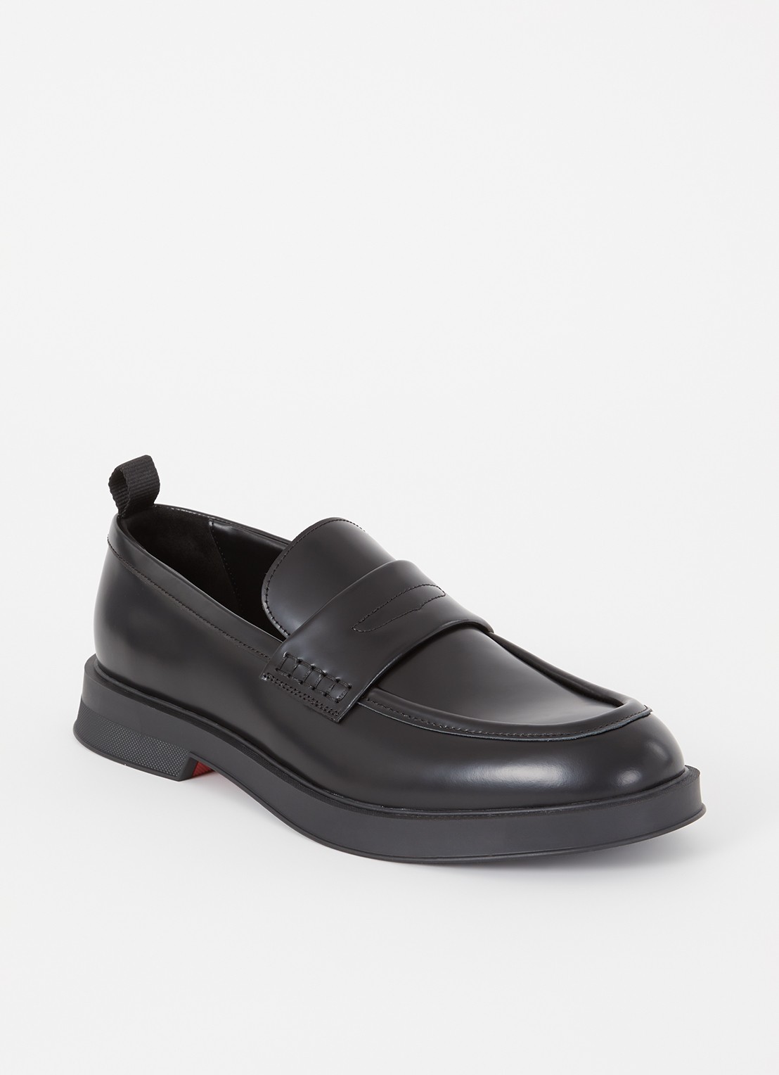 HUGO Lenner loafer van leer - voorkant 4 zwart
