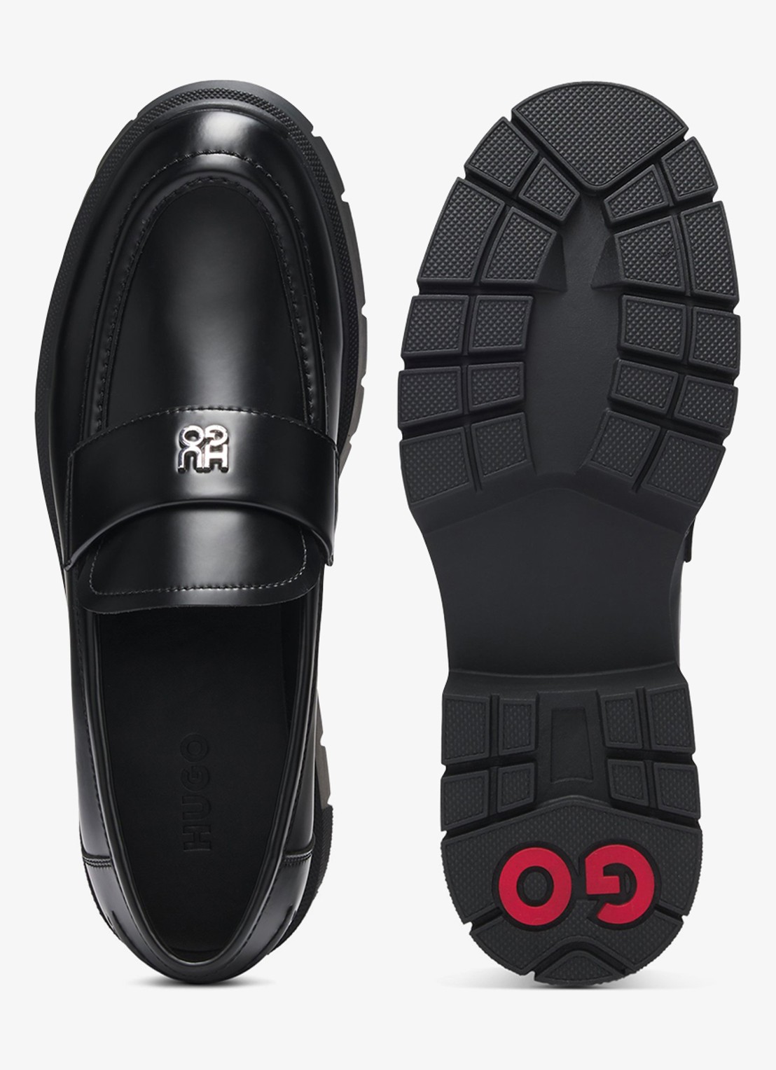 HUGO Loafer met logo - achterkant 2 zwart