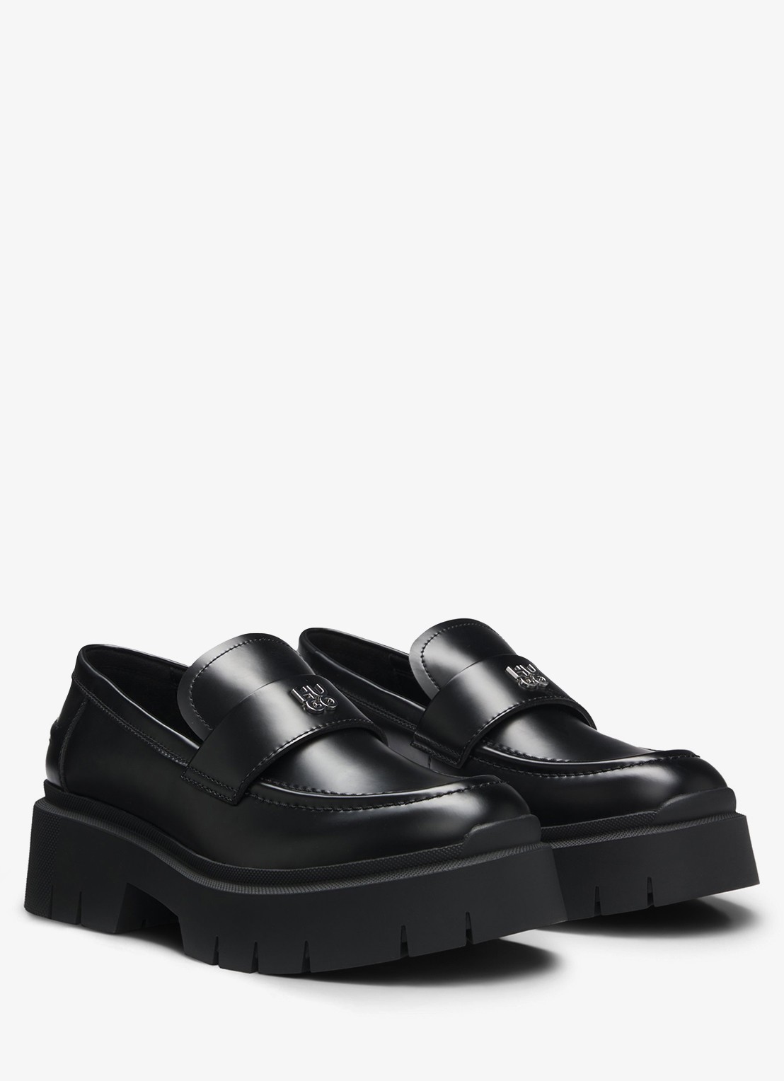 HUGO Loafer met logo - voorkant 4 zwart