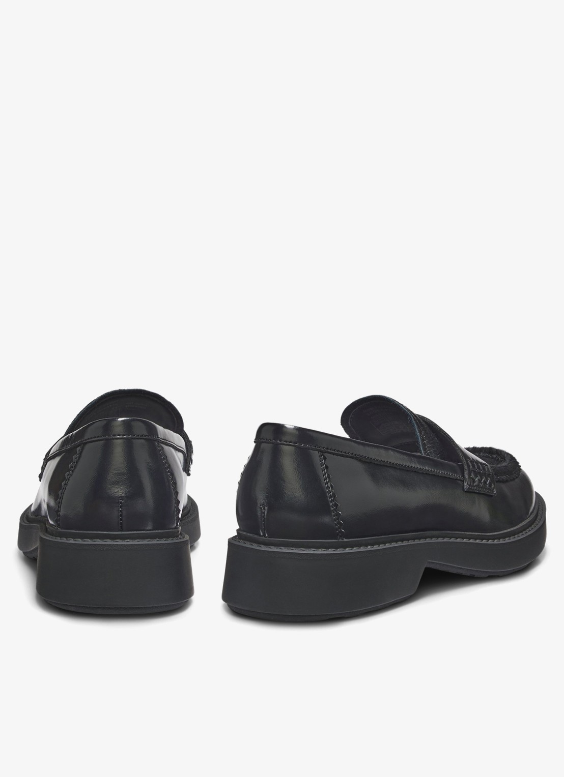 HUGO Loafer van leer met logo  - detail 2 zwart