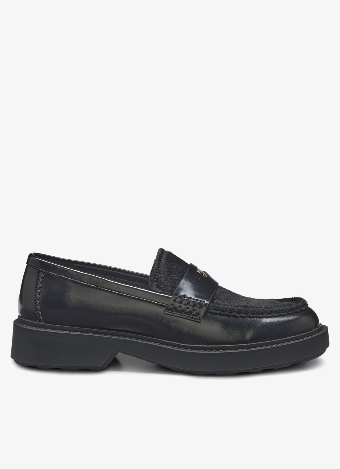 HUGO Loafer van leer met logo  - voorkant 3 zwart