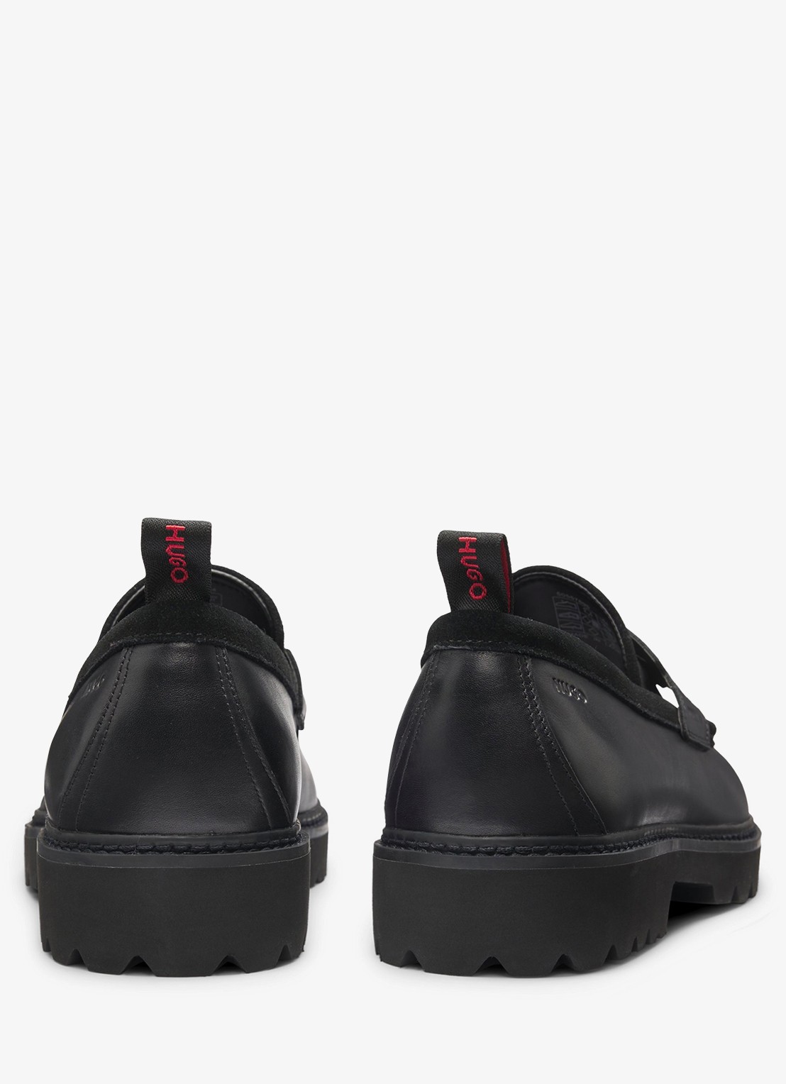 HUGO Loafer van leer met logo - detail 4 zwart