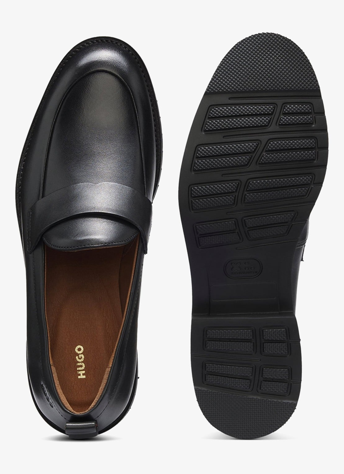HUGO Loafer van leer  - detail zwart